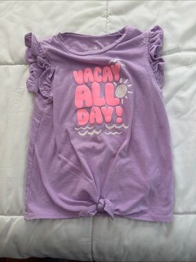 Garanimals Lilac Ruffle Sleeve Tank Top with Pink "VACAY ALL DAY!" Graphic